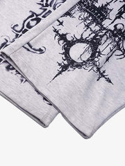 Plaid Waist Graphic Wide-Leg Sweatpants