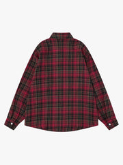 Plaid Splattered Graffiti Long Sleeve Shirt