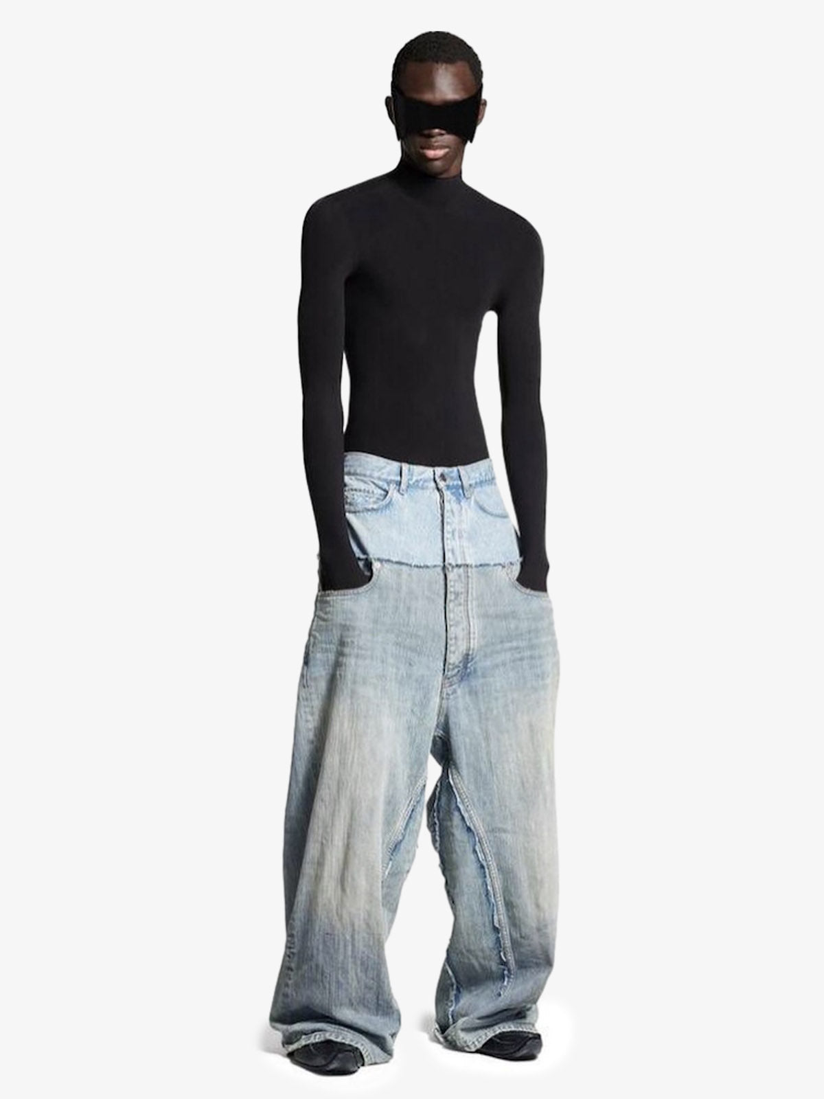 Double-Layer Paneled Baggy Jeans 