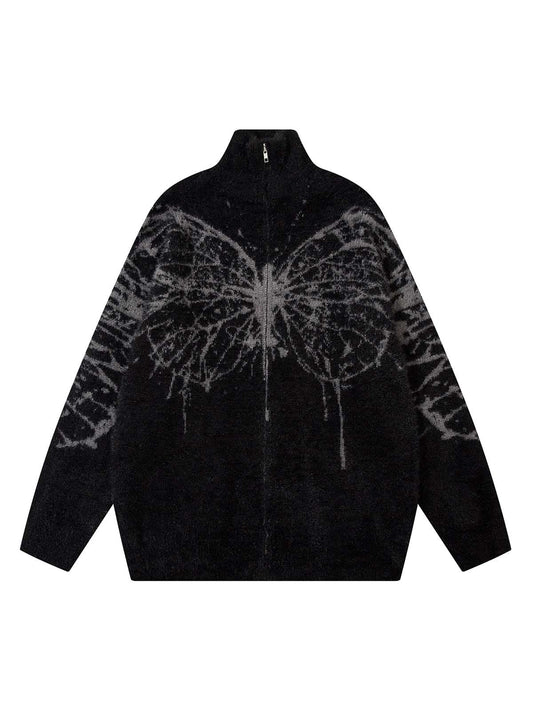 Thesupermade Butterfly Jacquard  Knit Mock Neck Sweater 