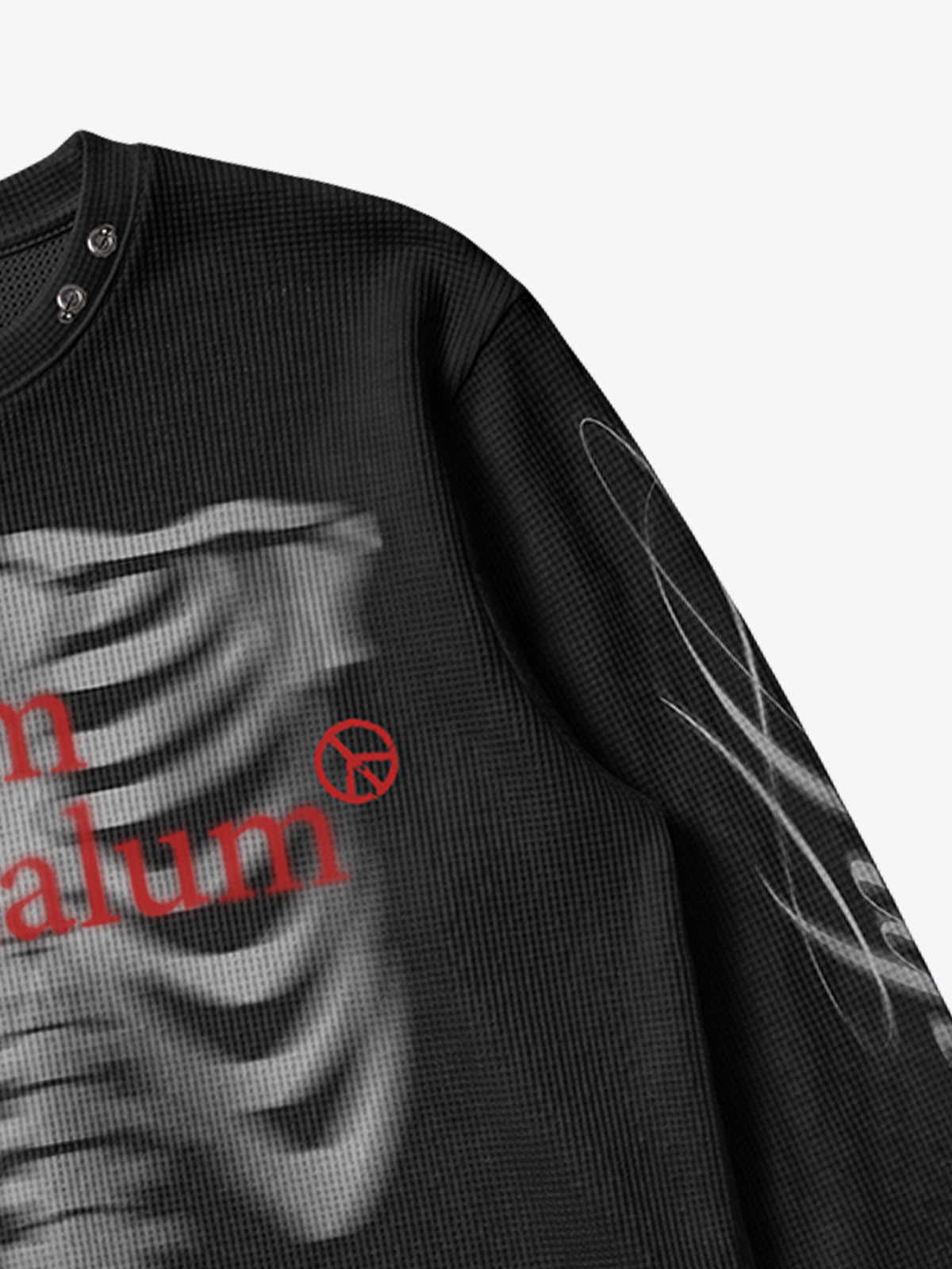 Skeleton Graphic Tongue-Stud Long Sleeve Tee