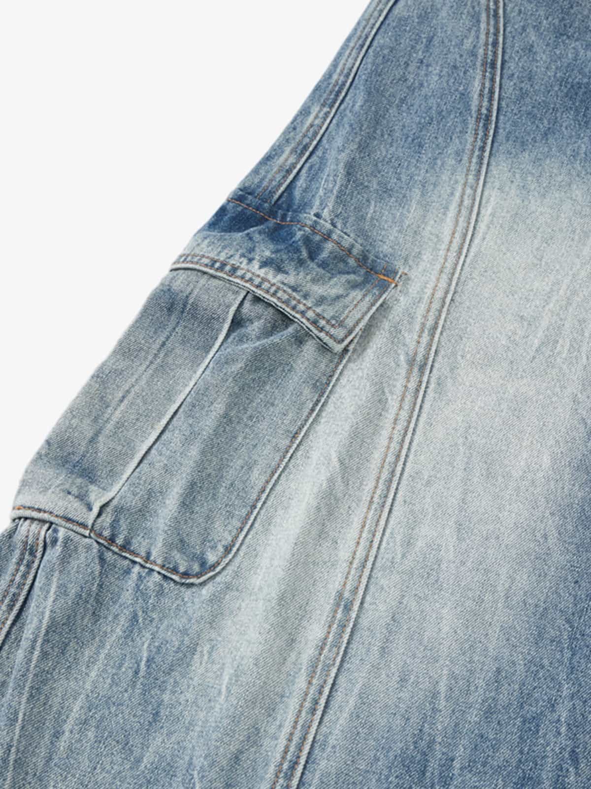 Wide-Leg Denim Trousers with Unique Patchwork Design for Modern Fashionistas 