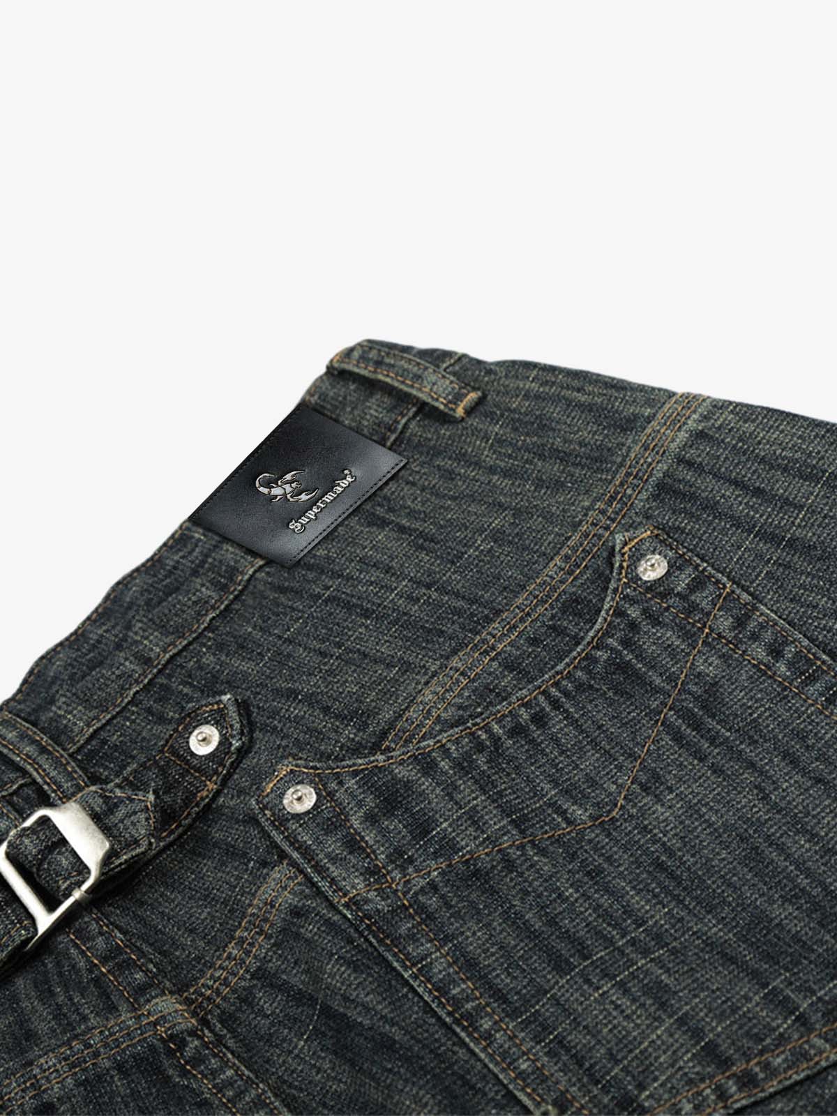 Textured Stripe Straight-Leg Jeans