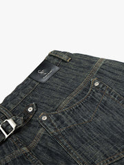 Textured Stripe Straight-Leg Jeans