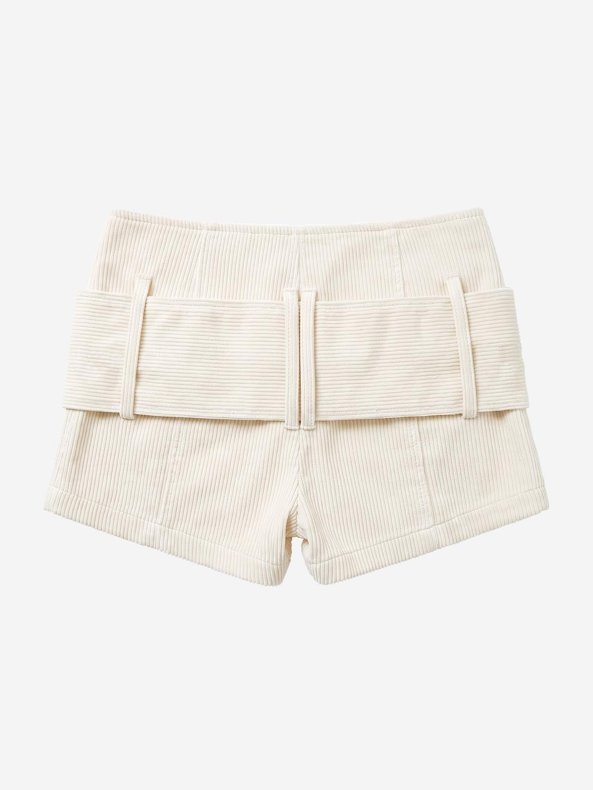 Studded Corduroy Double-Breasted Shorts