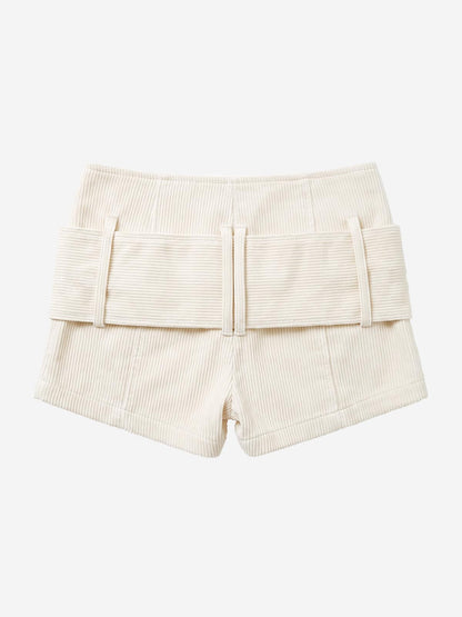 Studded Corduroy Double-Breasted Shorts
