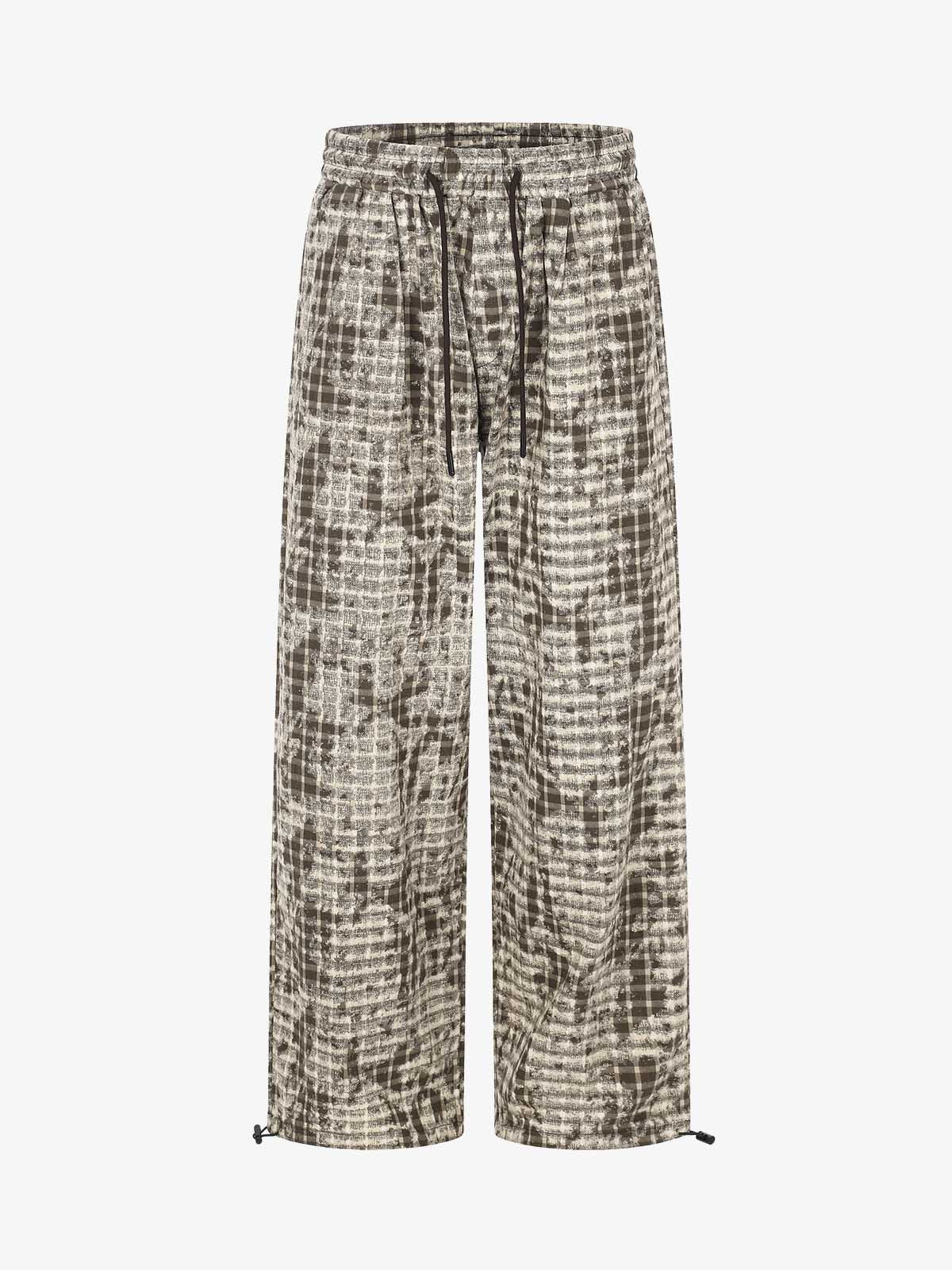 Distressed Plaid Casual Trousers