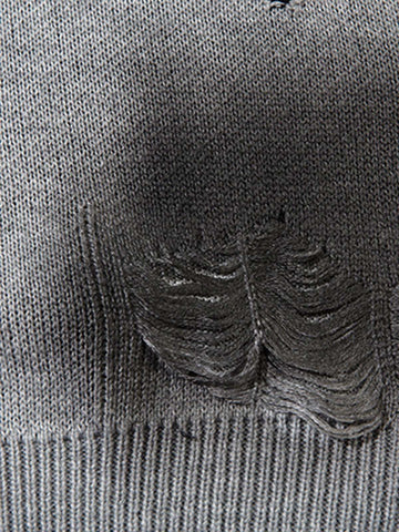Vintage Spray-Painted Cross Hole Knit Sweater 