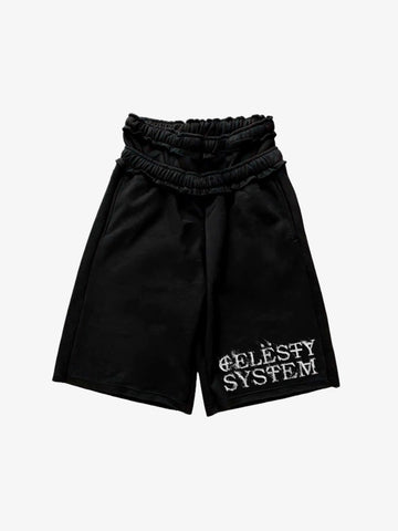 West Coast Letter Graphic Double-Waist Shorts