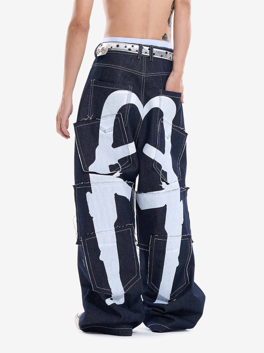 Multi-Pocket Raw Denim Baggy Jeans