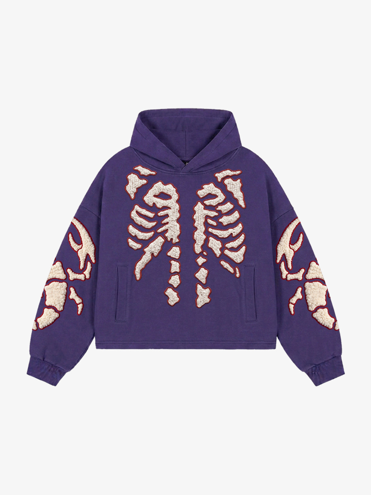 Skeleton Terry Embroidered Pullover Hoodie