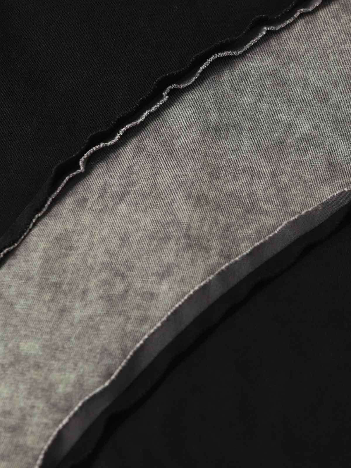 Cotton Blend Oversized Panel T-Shirt with Asymmetric Design and Contrast Stitching 