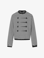 Striped Frog-Button Long Sleeve Tee