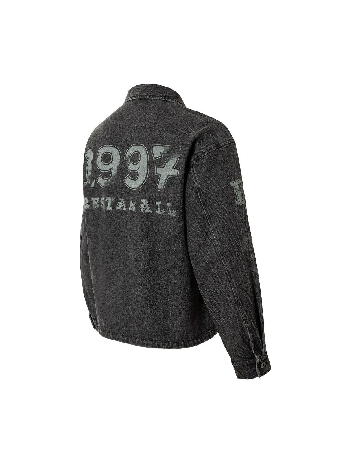 Wasteland Embroidered Print Rivet Denim Jacket 