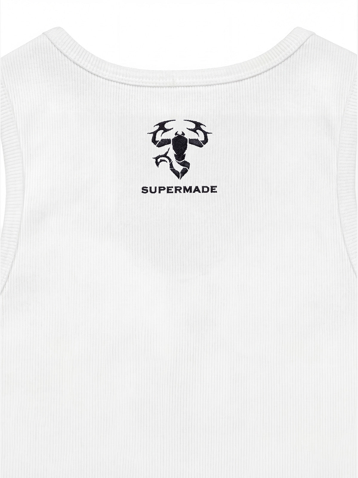 Cotton-blend black, white and gray vest with scorpion embroidered logo and deformed logo print 