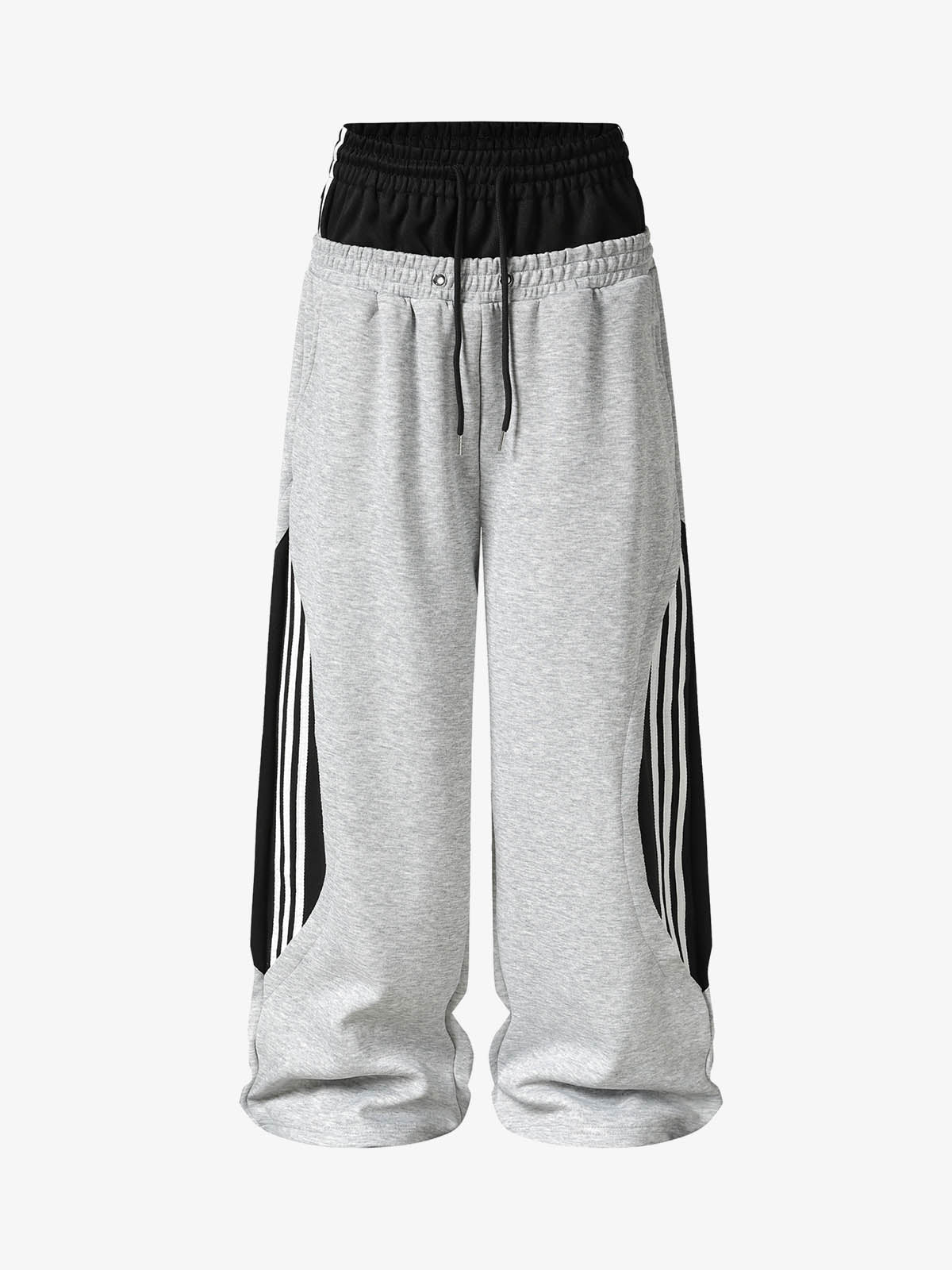 Layered Double-Waistband Wide-Leg Sweatpants 
