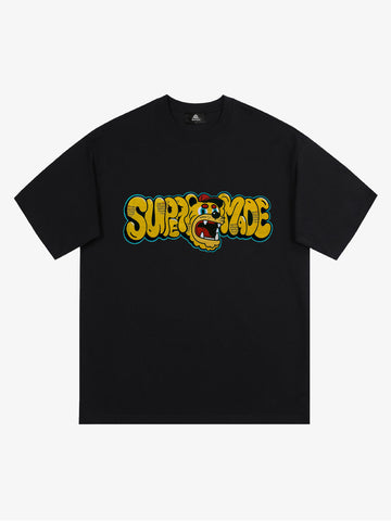 Street Graffiti Trendy Tiger Head Font T-Shirt 