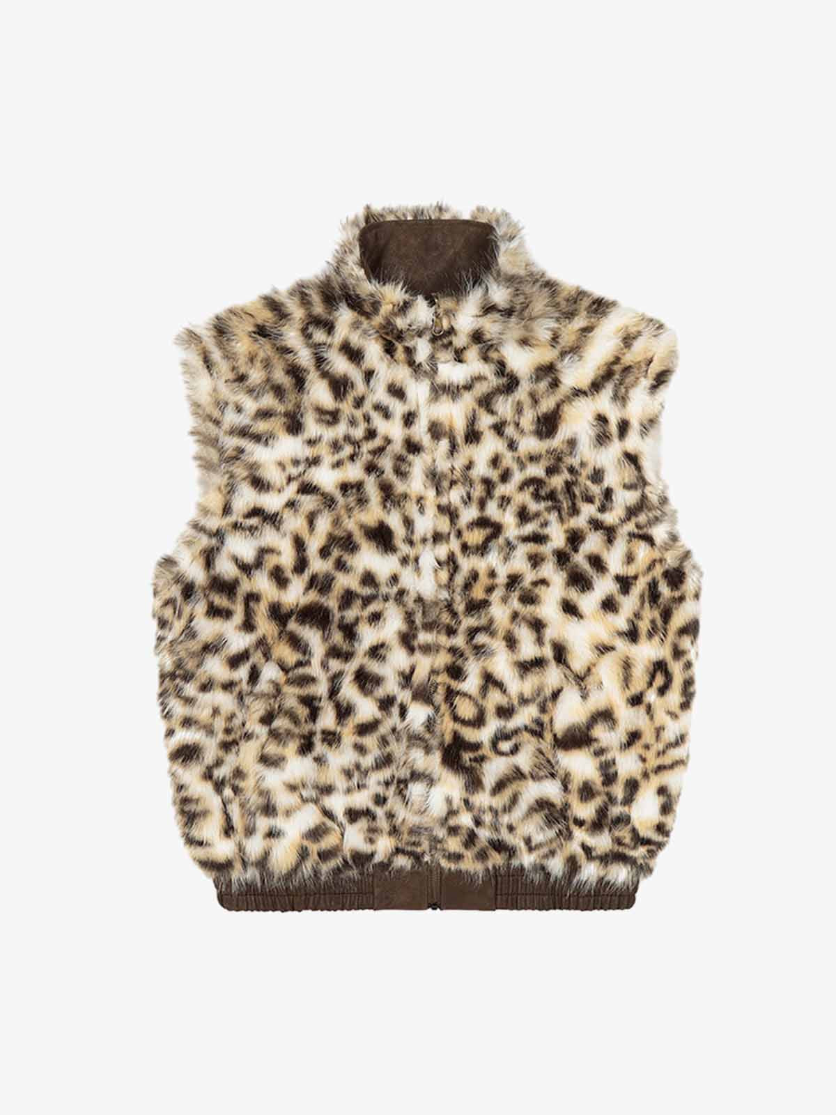 Stylish Sleeveless Vest with Leopard Trim for Men and Women - Perfect for Casual and Trendy Looks 