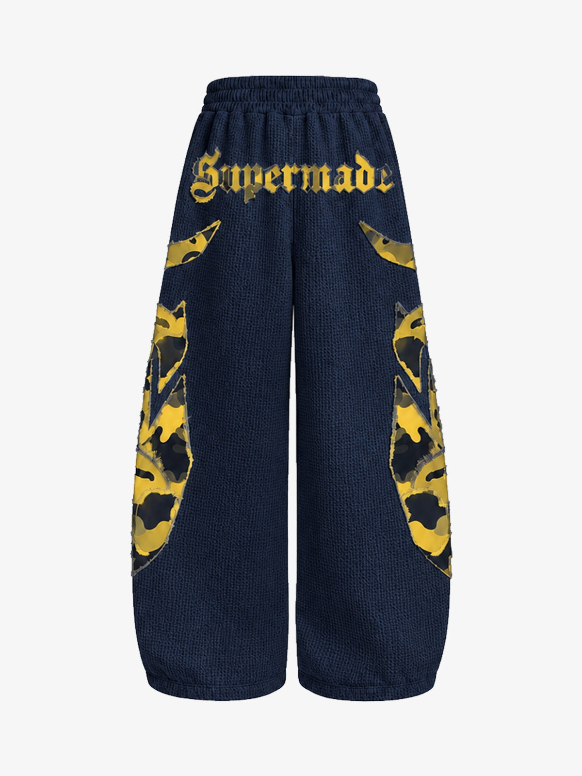 Waffle-Knit Camo Appliqué Embroidered Hoodie & Wide-Leg Sweatpants Set