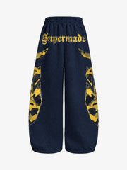 Waffle-Knit Camo Appliqué Embroidered Hoodie & Wide-Leg Sweatpants Set
