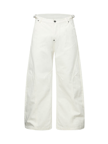 Washed Distressed Deconstructed Pleated Scimitar Jorts 