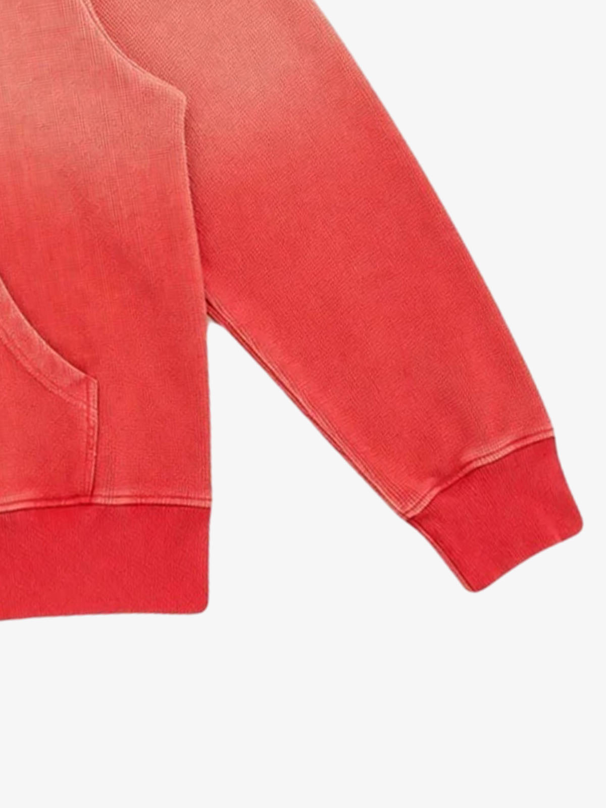 Red Ombré Washed Waffle Zip-Up Hoodie