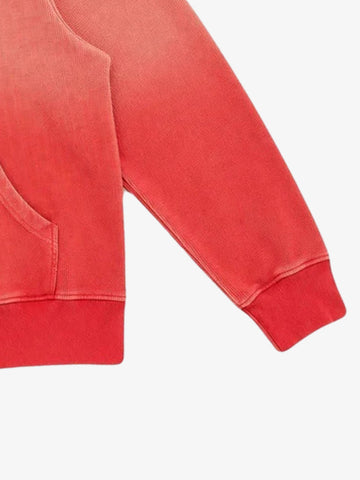 Red Ombré Washed Waffle Zip-Up Hoodie