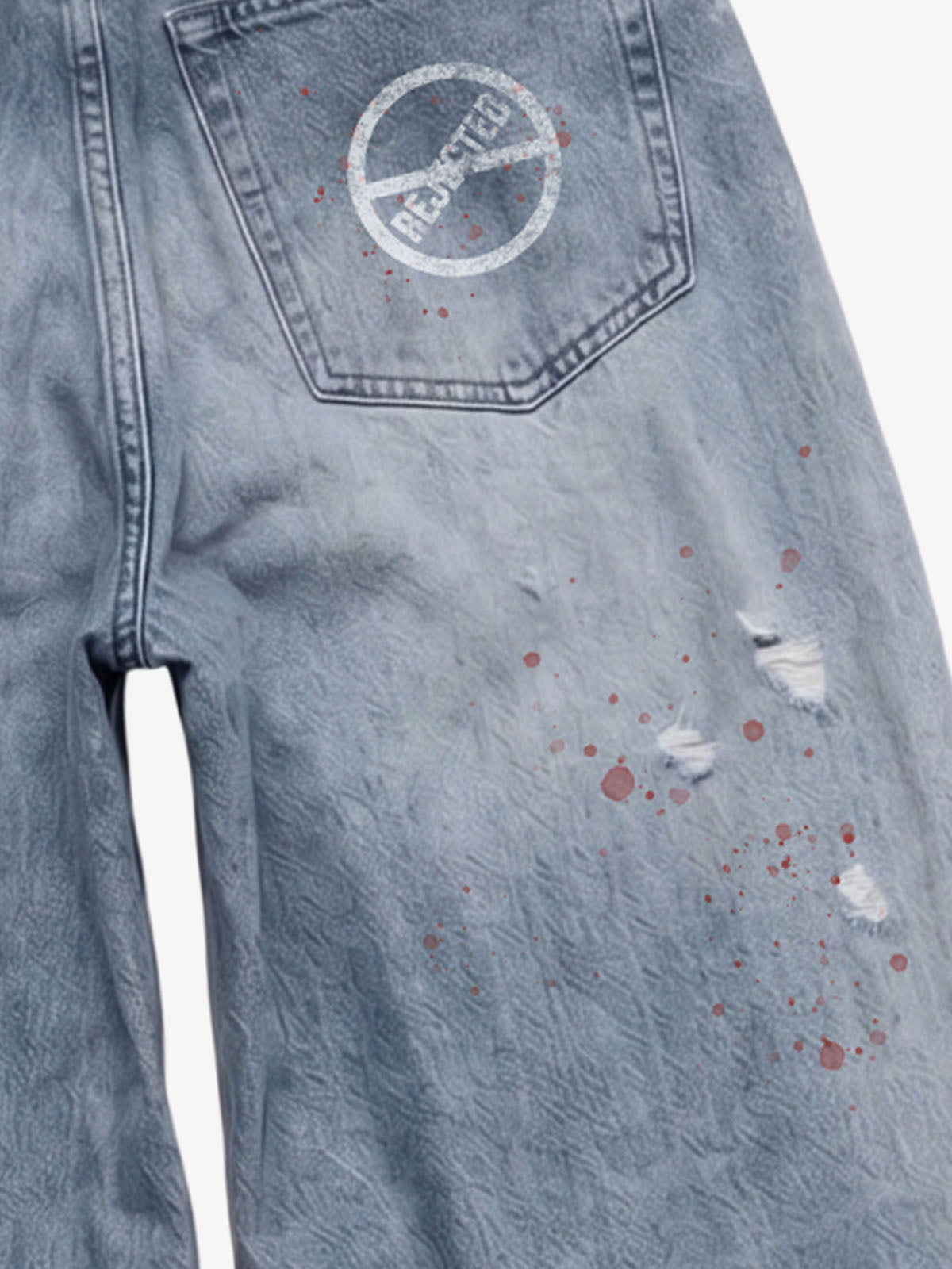 Jeans larghi Scimitar con grafica "No More Booms"