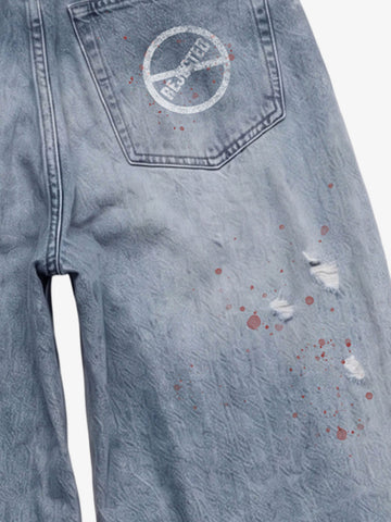 No More Booms Graphic Baggy Scimitar Jeans