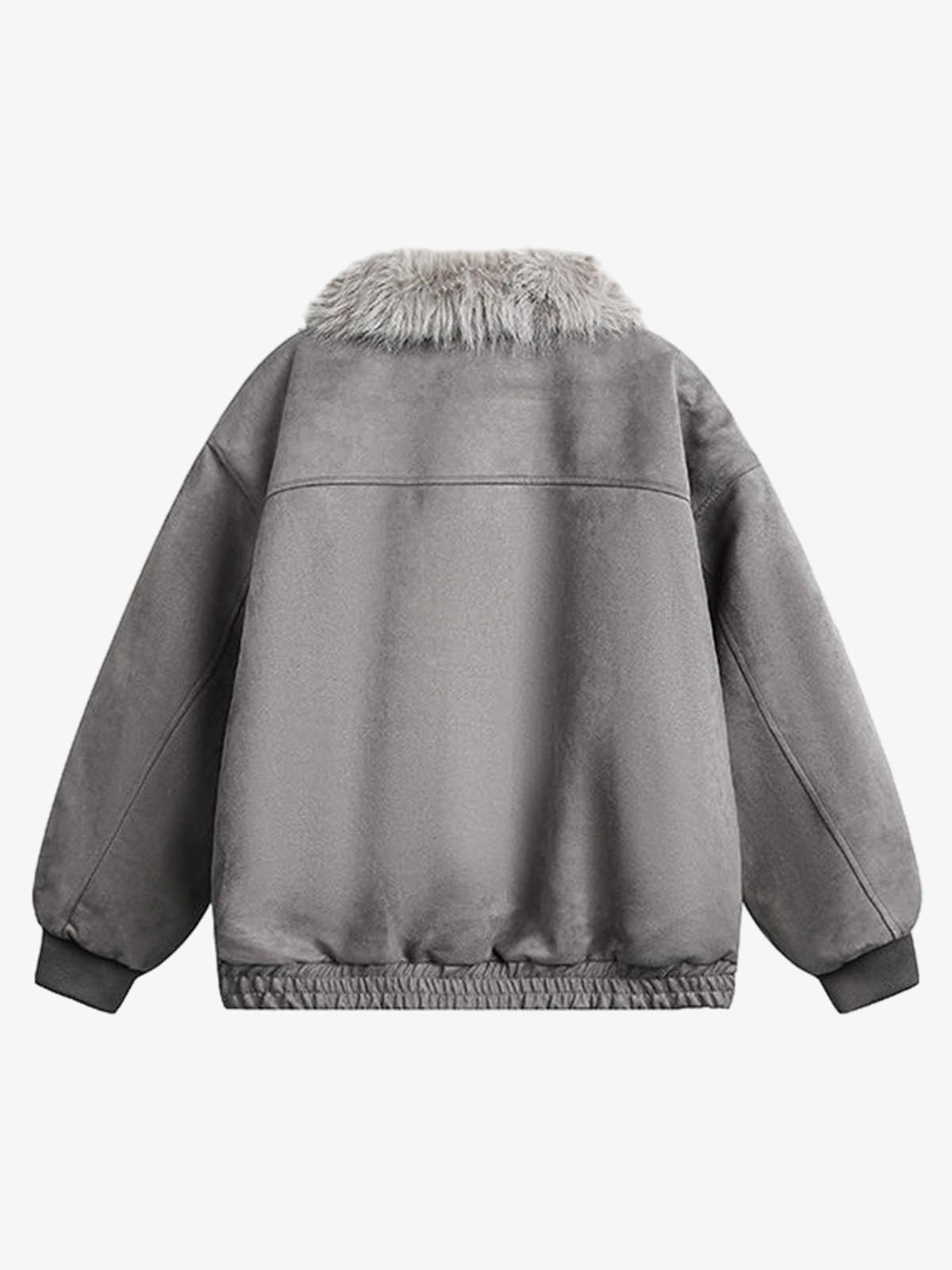 Faux Fur Trimmed Hooded Bomber Jacket for Winter Warmth 