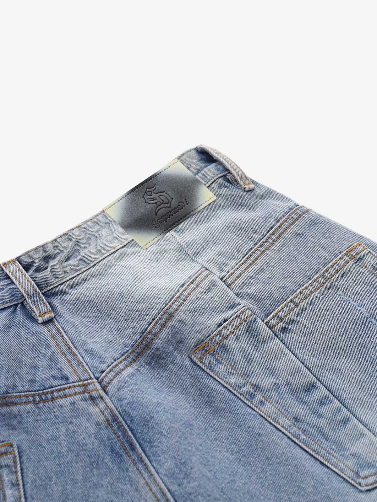 Distressed Wide-Leg Denim Shorts 
