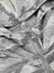 Studded Camo Hooded Sweatshirt Jacket