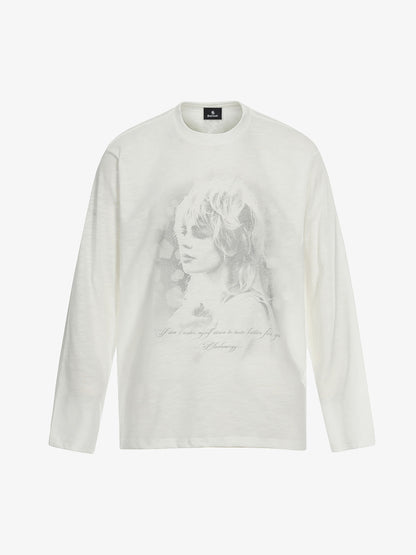 Vintage Portrait Graphic Long Sleeve T-Shirt
