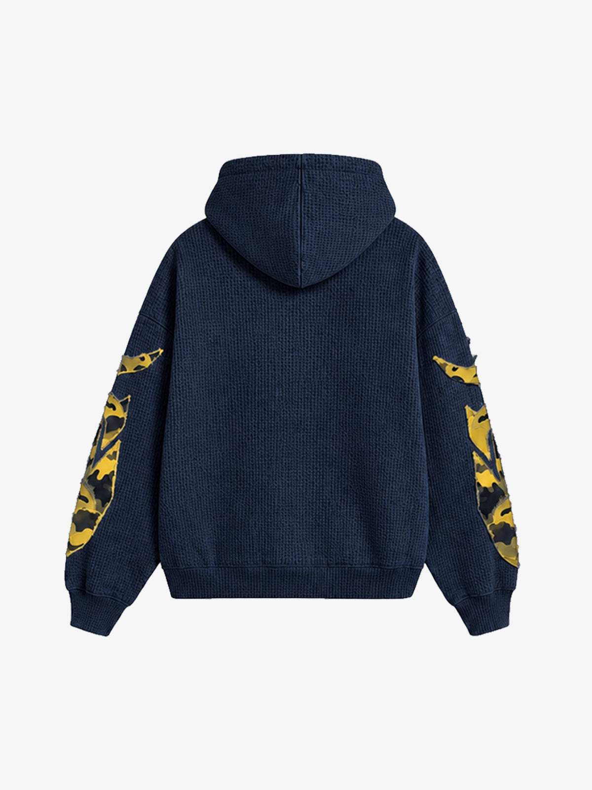 Waffle-Knit Camo Appliqué Embroidered Hoodie & Wide-Leg Sweatpants Set