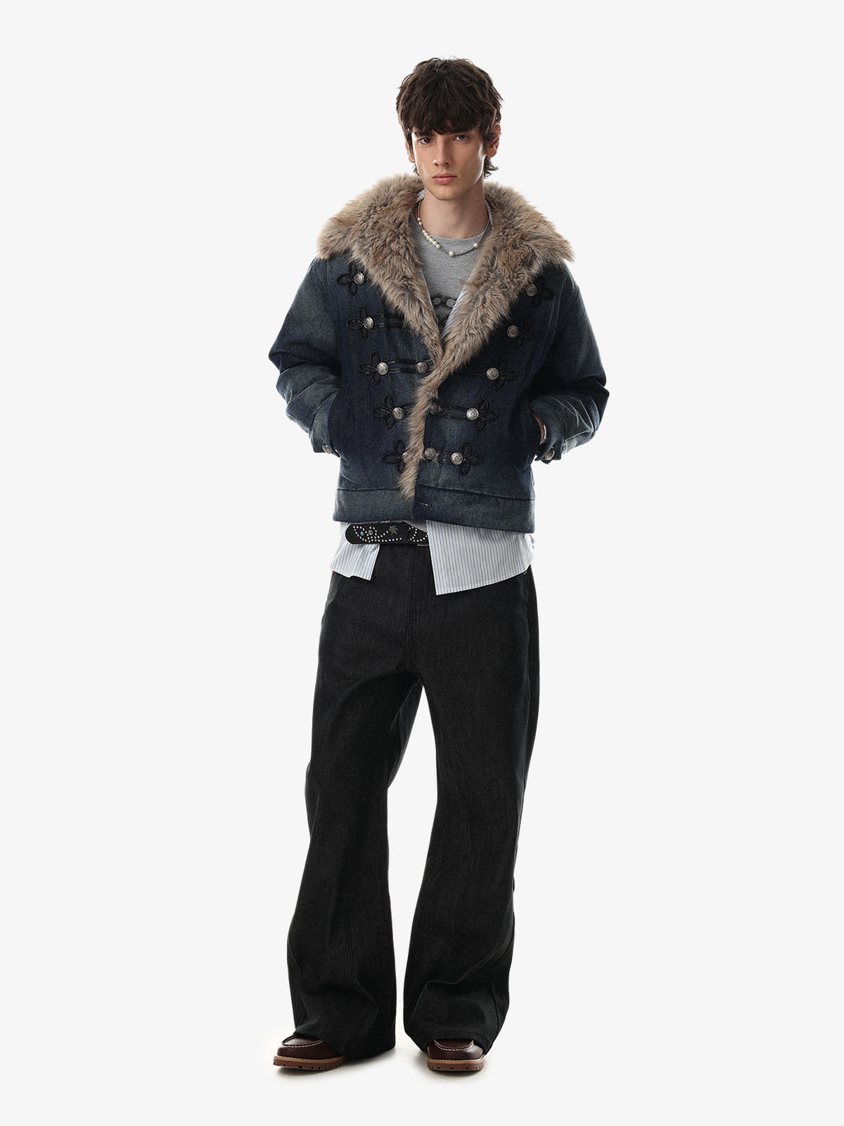 Faux-Fur Collar Multi-Button Quilted Coat