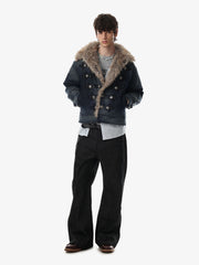 Faux-Fur Collar Multi-Button Quilted Coat
