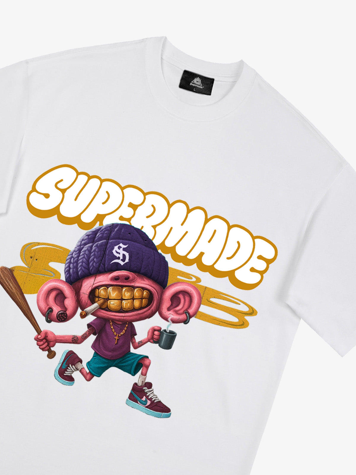 Thesupermade Cartoon Graffiti Baseball Cool Boy T-shirt 