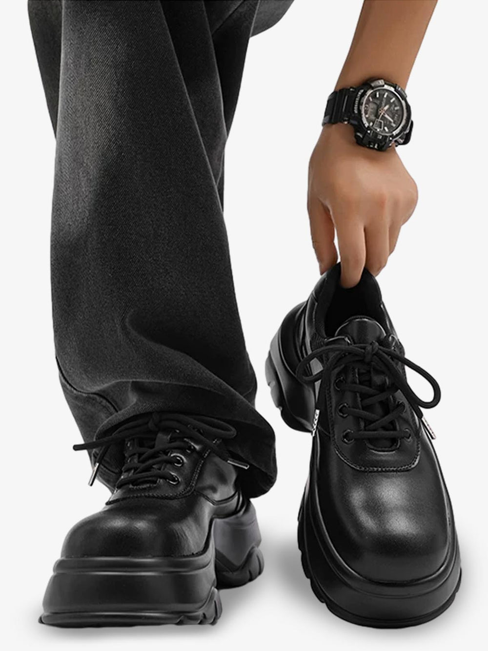 Deconstructed Faux Leather Platform Shoes