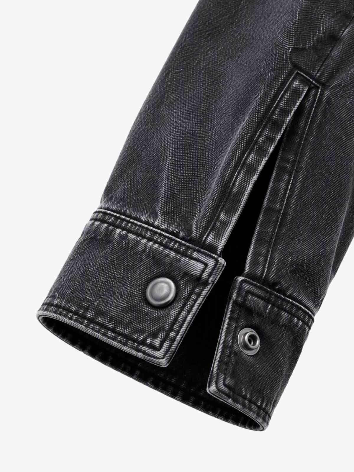 Distressed Washed Twill Multi-Pocket Moto Jacket