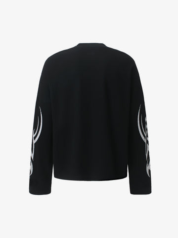 Biker Graphic Color Block Waffle Long Sleeve Tee