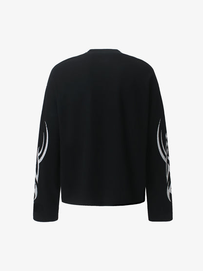 Biker Graphic Color Block Waffle Long Sleeve Tee