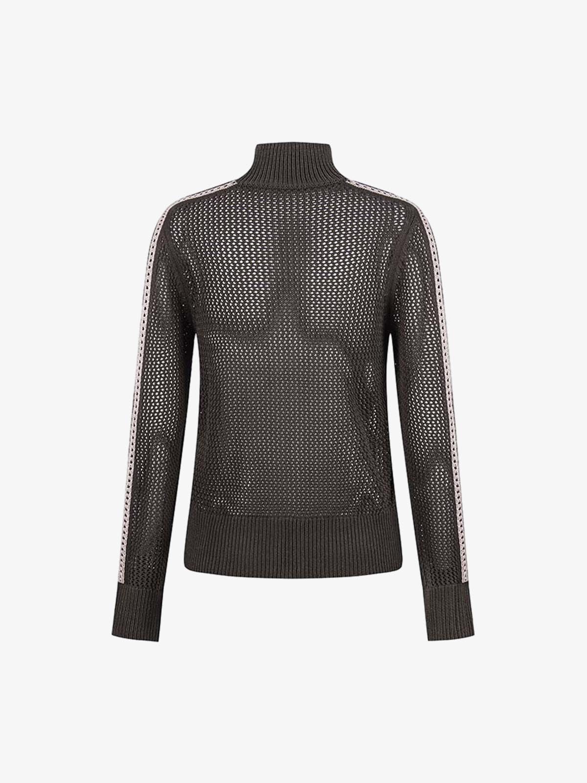 Street-style Openwork Mesh Knit Sweater