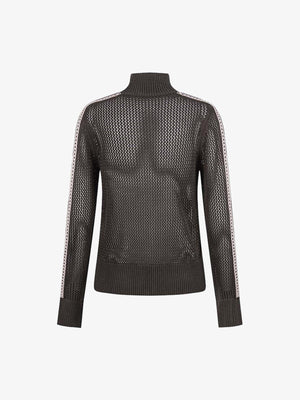 Street-style Openwork Mesh Knit Sweater