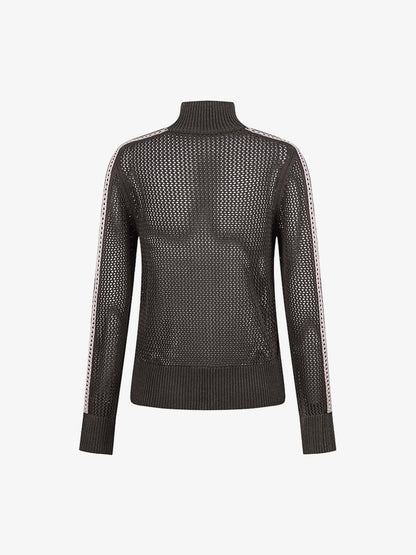 Street-style Openwork Mesh Knit Sweater