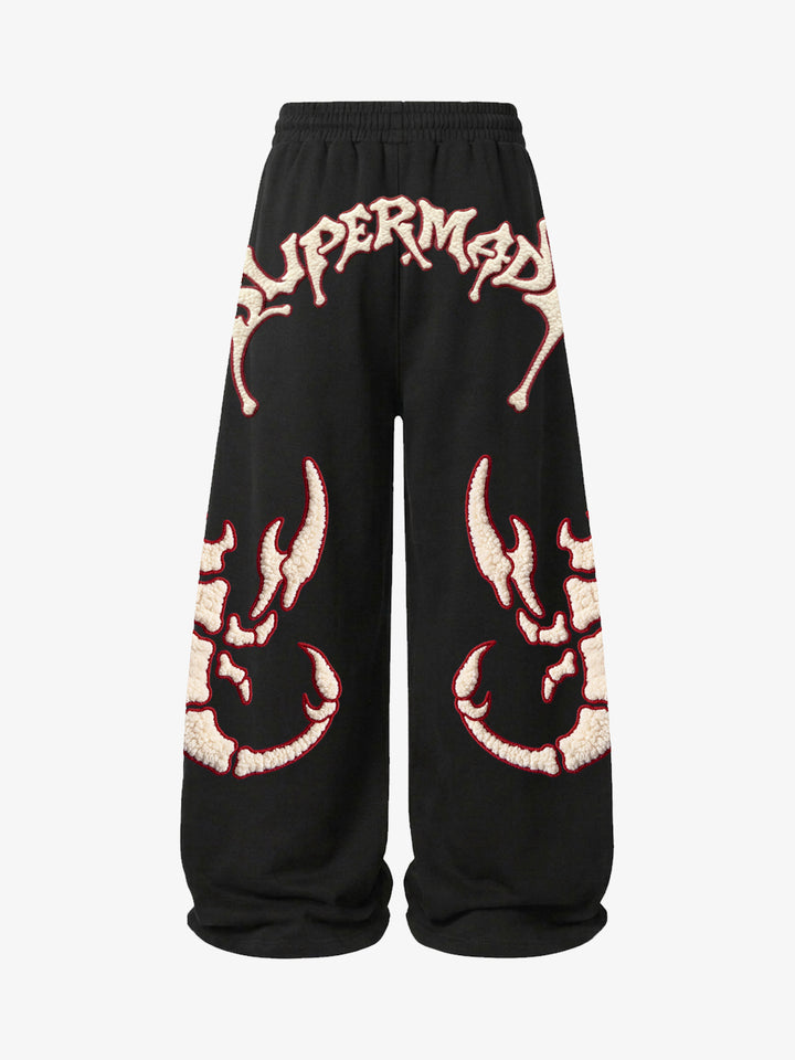 Scorpion Skeleton Terry Embroidered Wide-Leg Sweatpants