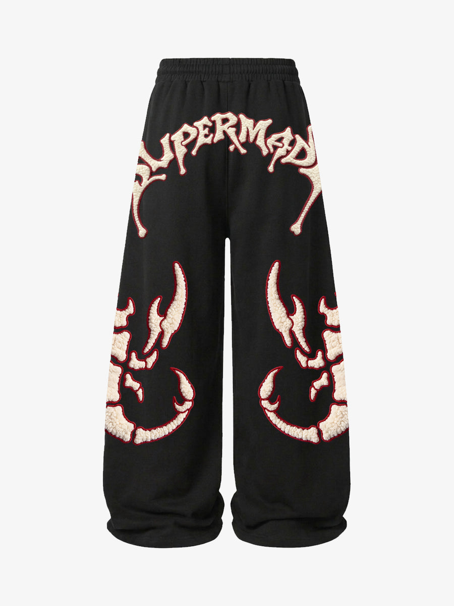 Scorpion Skeleton Terry Embroidered Wide-Leg Sweatpants