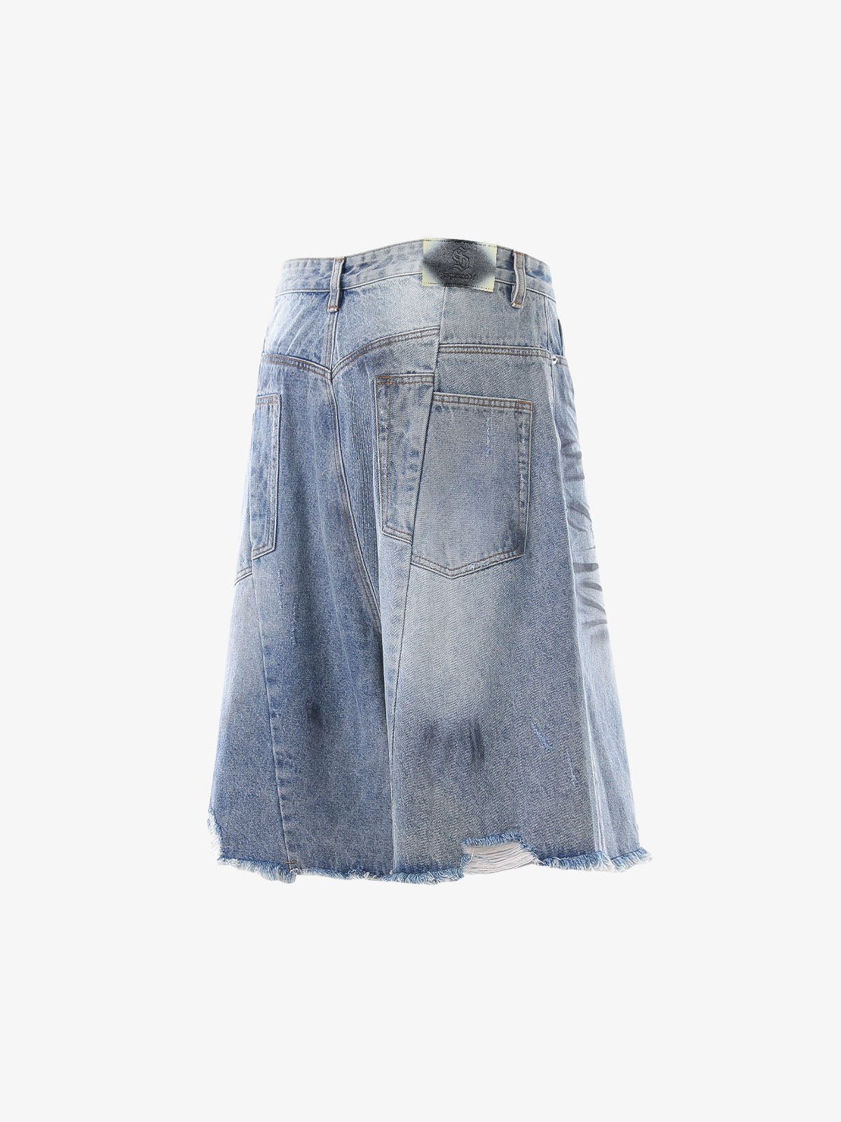 Distressed Wide-Leg Denim Shorts 