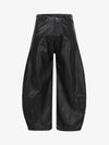 Vintage Pleated PU Leather Barrel Pants 