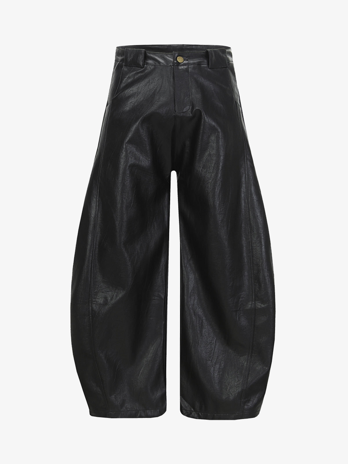 Vintage Pleated PU Leather Barrel Pants 