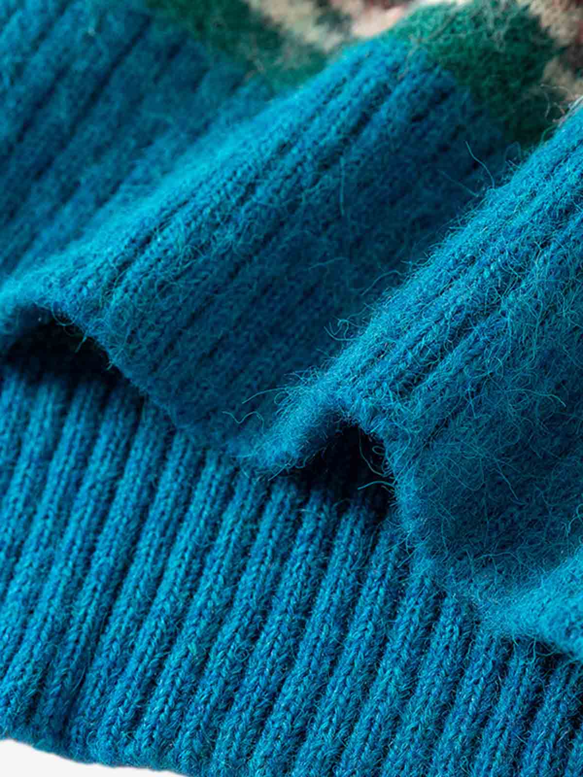 Vintage Striped Jacquard Polo Knit Sweater 